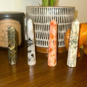 Set of 4 Crystal Obelisk Towers